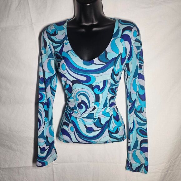 Vintage y2k Blue mermaid whimsigoth micro mesh top - Picture 1 of 6